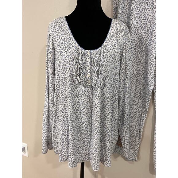 CHAPS Size 2X Cottagecore Floral Pajama Set Romantic Lounge Pants with Pockets - Picture 4 of 14